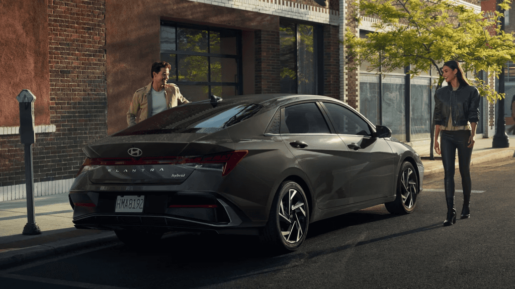 2025 Hyundai Elantra parked alongside a building