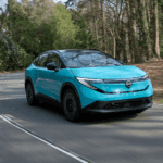2026 Nissan Leaf in Seabreeze Blue Pearl finish driving