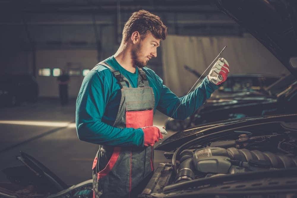 Checking Oil at Service Center