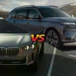 A side-by-side image comparison of the 2026 BMW X5 vs 2026 BMW X7