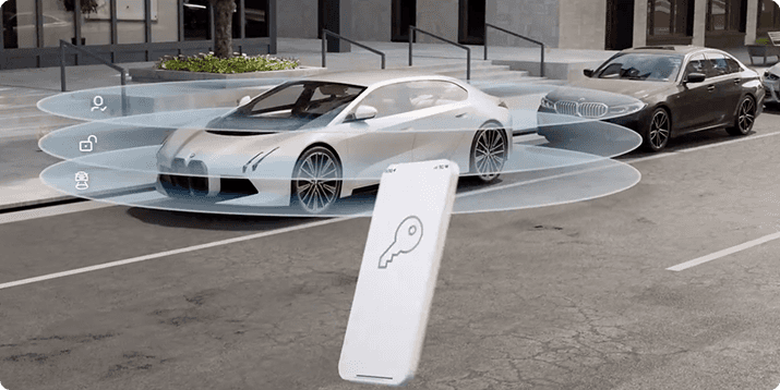 BMW Digital Key being used with a smartphone