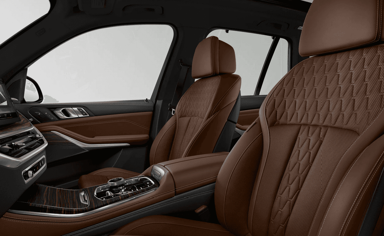 Interior shot of the leather seats of the 2026 BMW X5