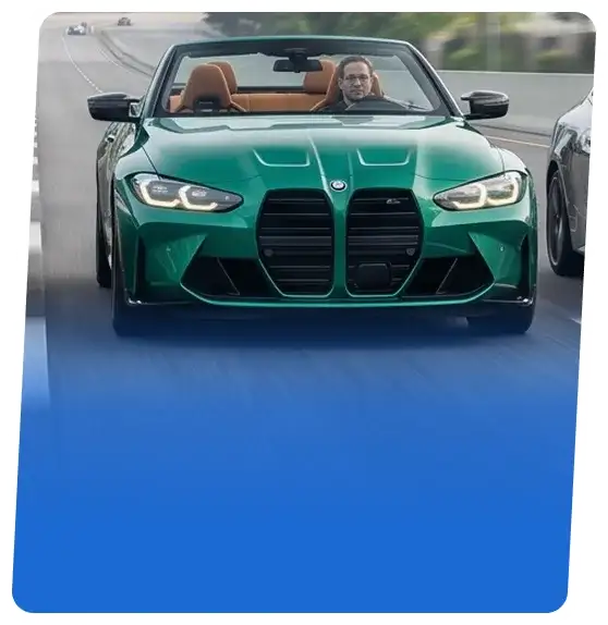 BMW convertible shown from the front three-quarter angle