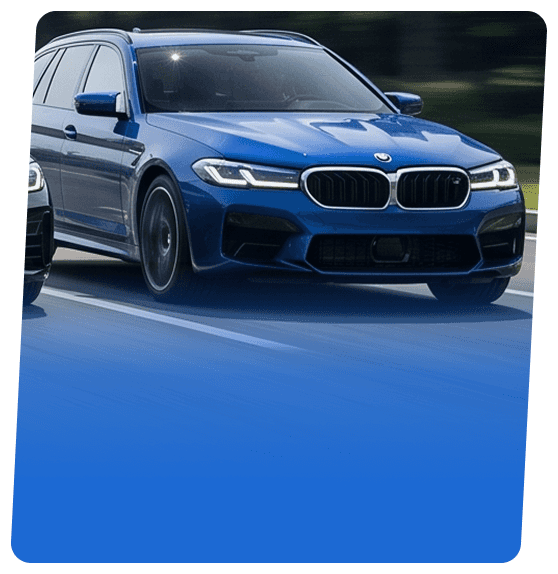 BMW wagon shown from the front three-quarter angle