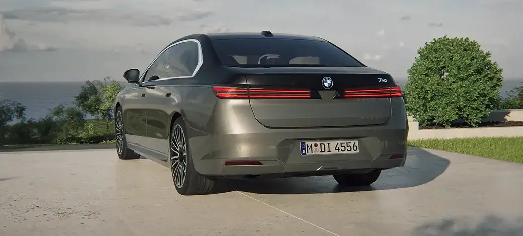 Rear of the 2027 BMW 7 Series Sedan with sleek elongated tail lights