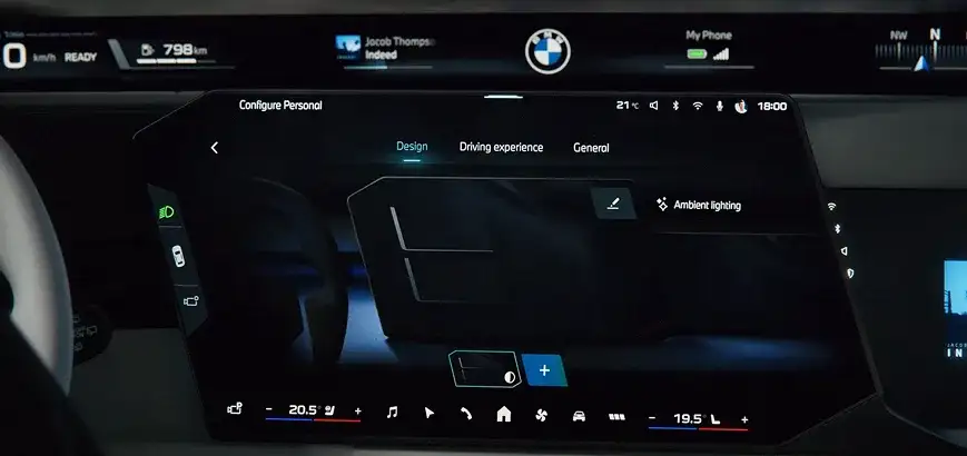 BMW 7 Series ambient lighting strip across the cockpit