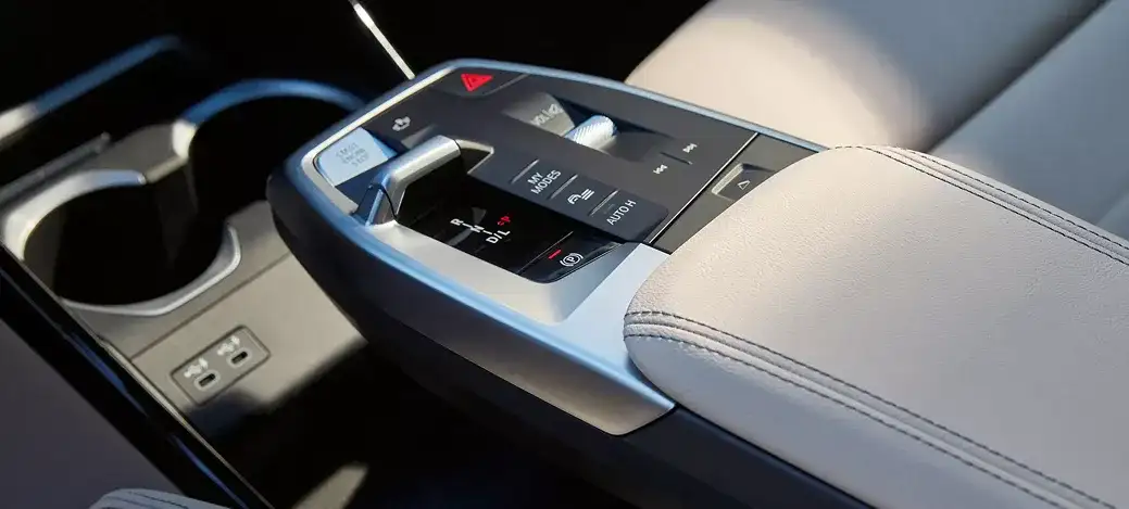 Center console of the 2027 BMW X1 with the standard Wireless Charging tray