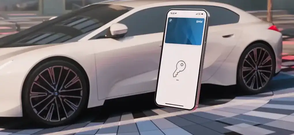 Smartphone being used as a BMW Digital Key Plus to unlock the 2027 BMW X1