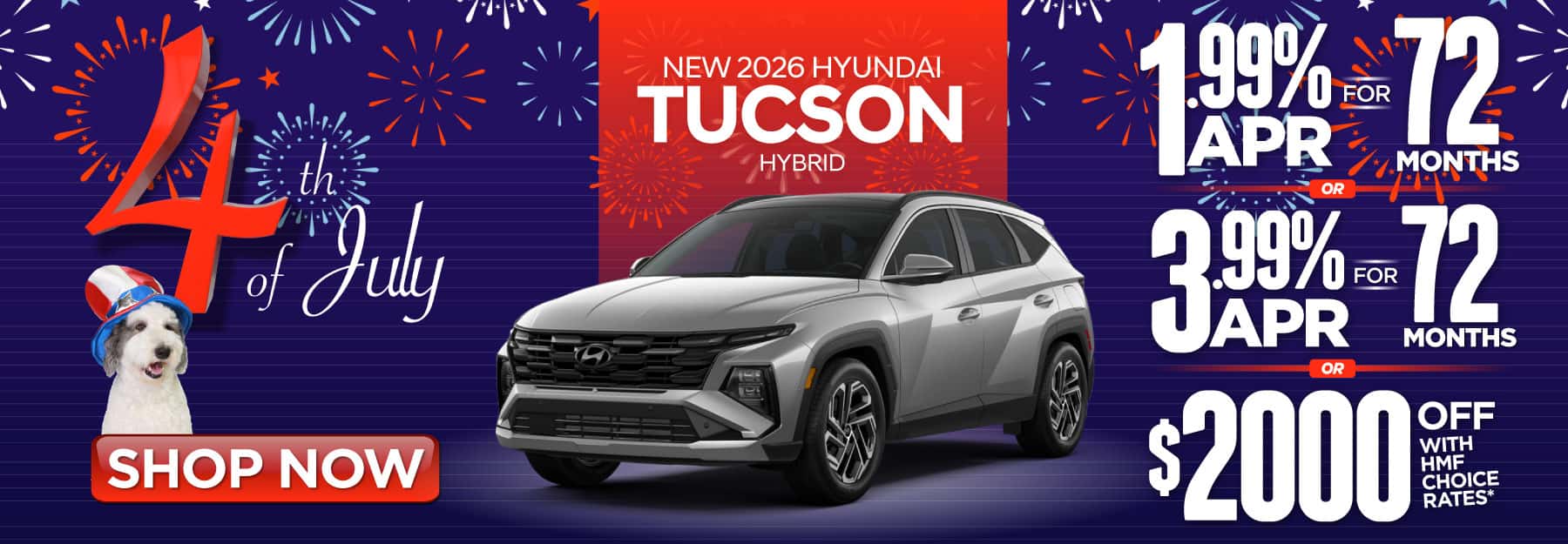 2026 Hyundai Tucson Hybrid "1.99% APR for 72 Months OR 3.99% APR for 72 Months OR $2,000 OFF with HMF Choice Rates*"