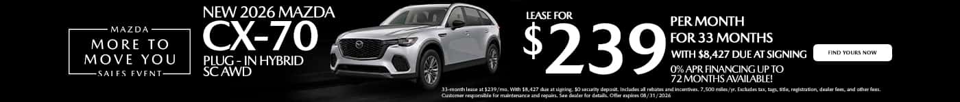 Mazda CX-70 Hybrid August 2026 Offers
