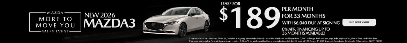 Mazda Mazda3 August 2026 Offers