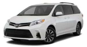 A white 2020 Toyota Sienna is angled left.