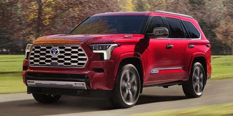 2023 Red Toyota Sequoia on a road