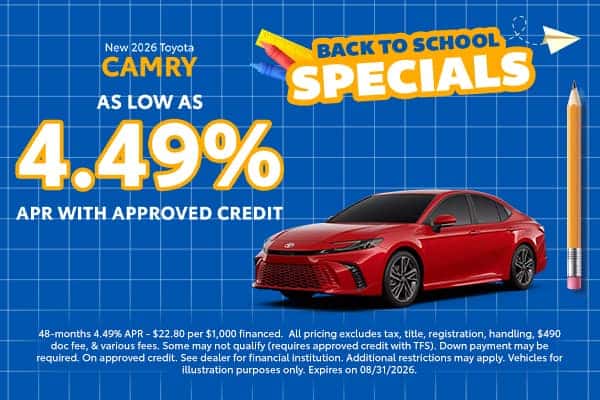 4.49% APR for up to 48 Months *Available with Approved Credit with TFS