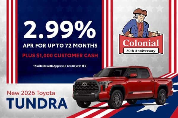 2.99% APR for up to 72 Months plus $1000 Customer Cash *Available with Approved Credit with TFS