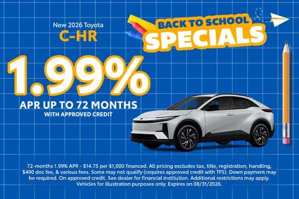 1.99% APR for up to 72 Months *Available with Approved Credit with TFS