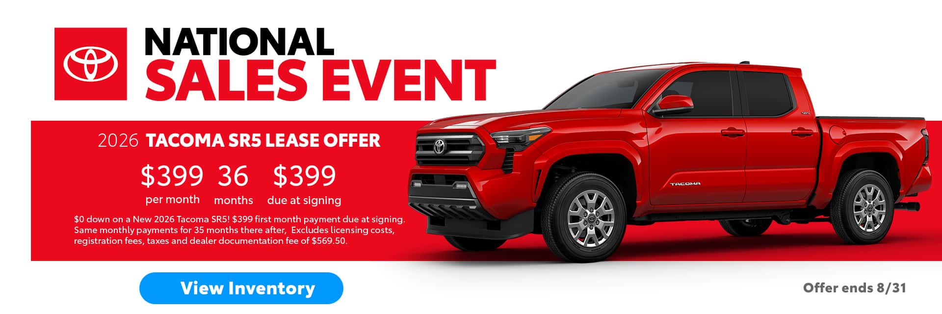 2026 TOYOTA TACOMA SPECIAL LEASE OFFER