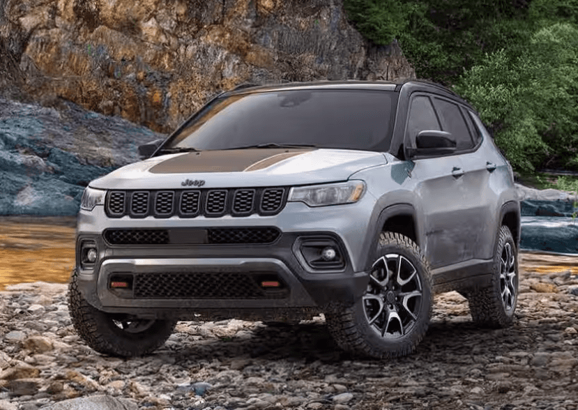 Jeep Compass Parked in front of a stream