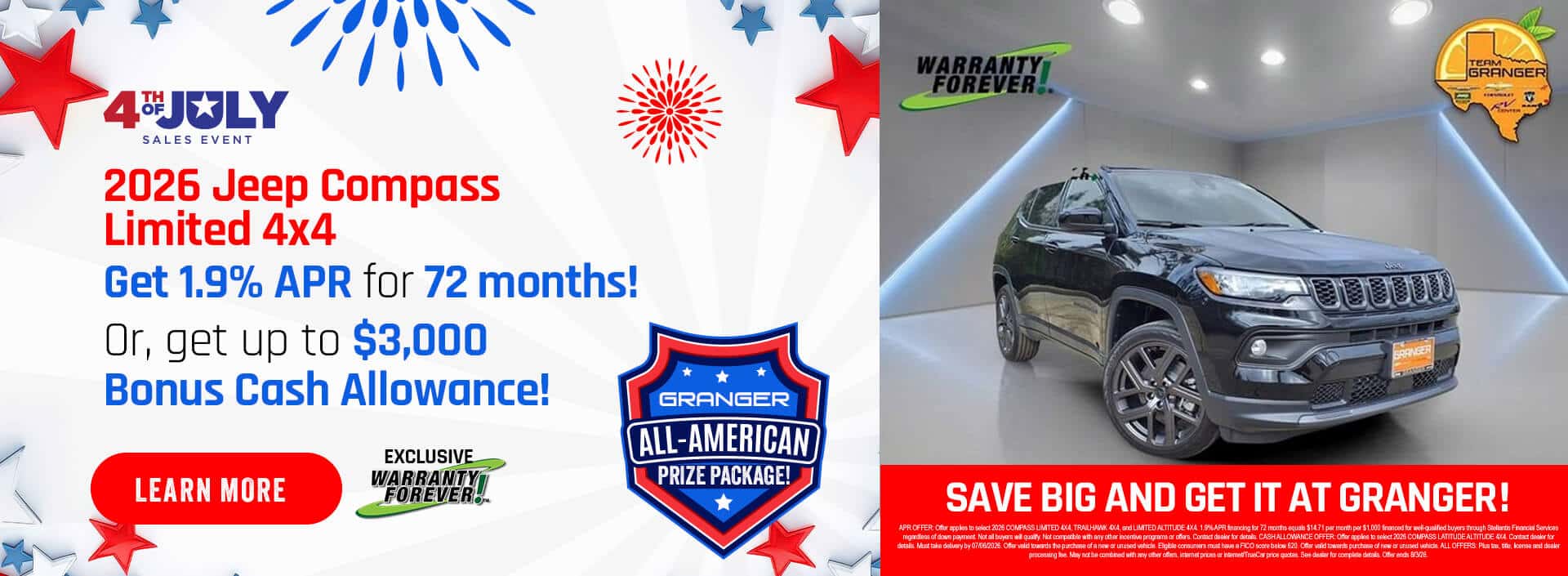 Granger CDJR 4th of July Sales Event - 2026 Jeep Compass Special Offers