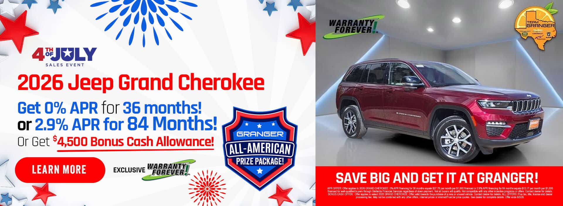 Granger CDJR 4th of July Sales Event - 2026 Jeep Grand Cherokee Special Offers