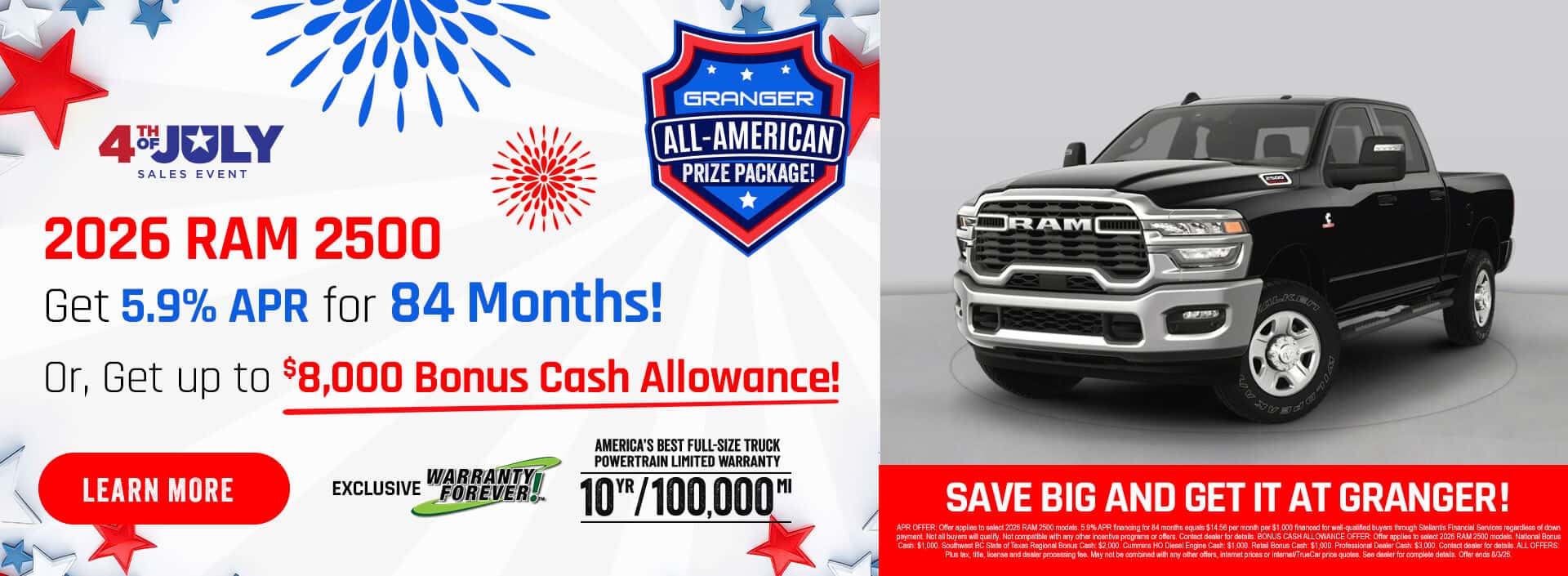 Granger CDJR 4th of July Sales Event - 2026 RAM 2500 Special Offers