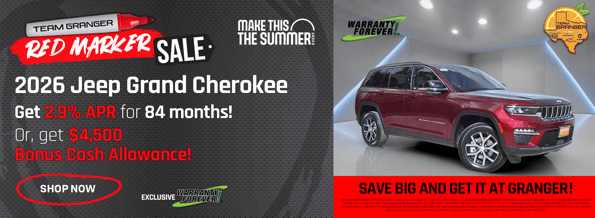 Granger CDJR - Red Marker Sale - 2026 Jeep Grand Cherokee Special APR Offer