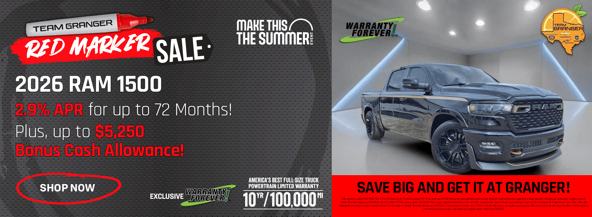 Granger CDJR - Red Marker Sale - 2026 RAM 1500 Special