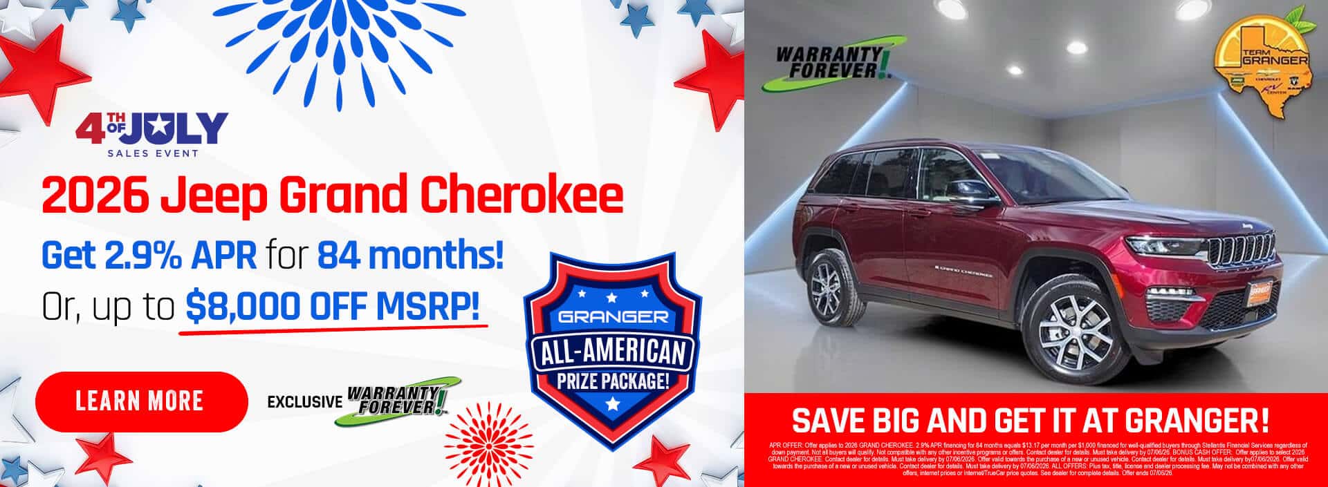 Granger CDJR 4th of July Sales Event - 2026 Jeep Grand Cherokee Offers