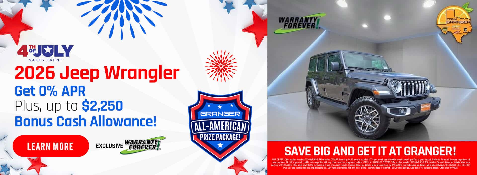Granger CDJR 4th of July Sales Event - 2026 Jeep Wrangler Offers