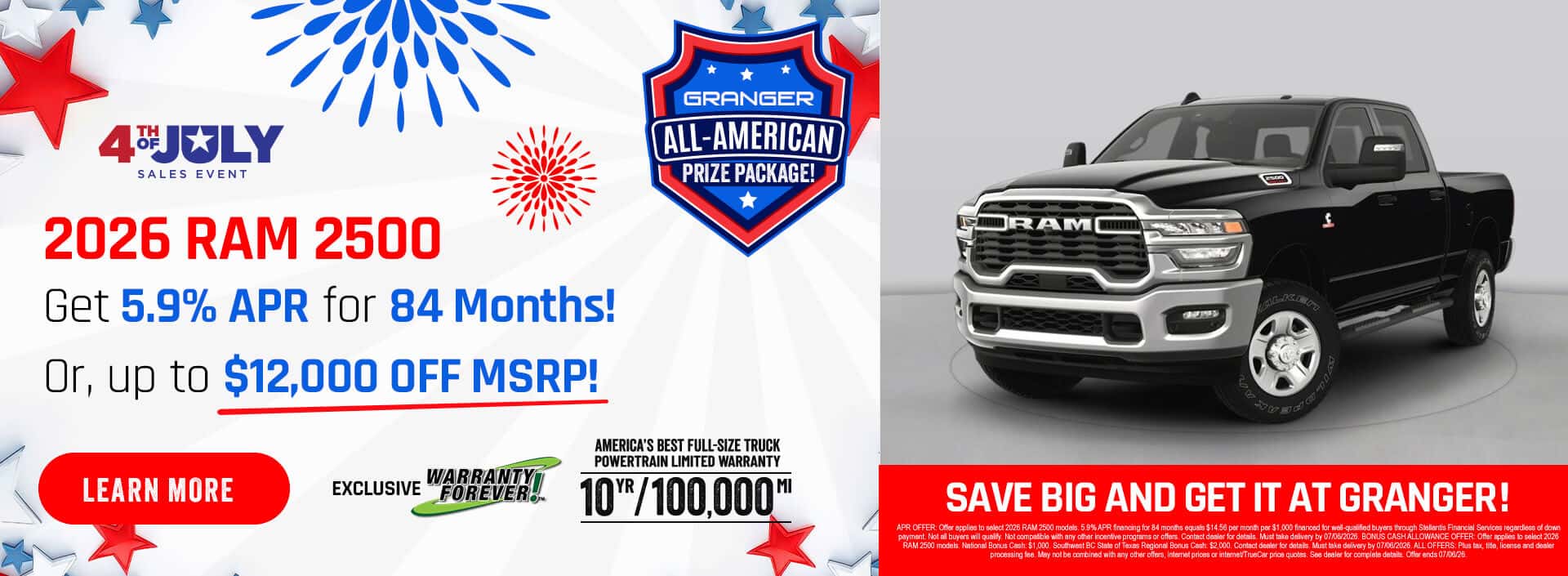 Granger CDJR 4th of July Sales Event - 2026 RAM 2500 Offers