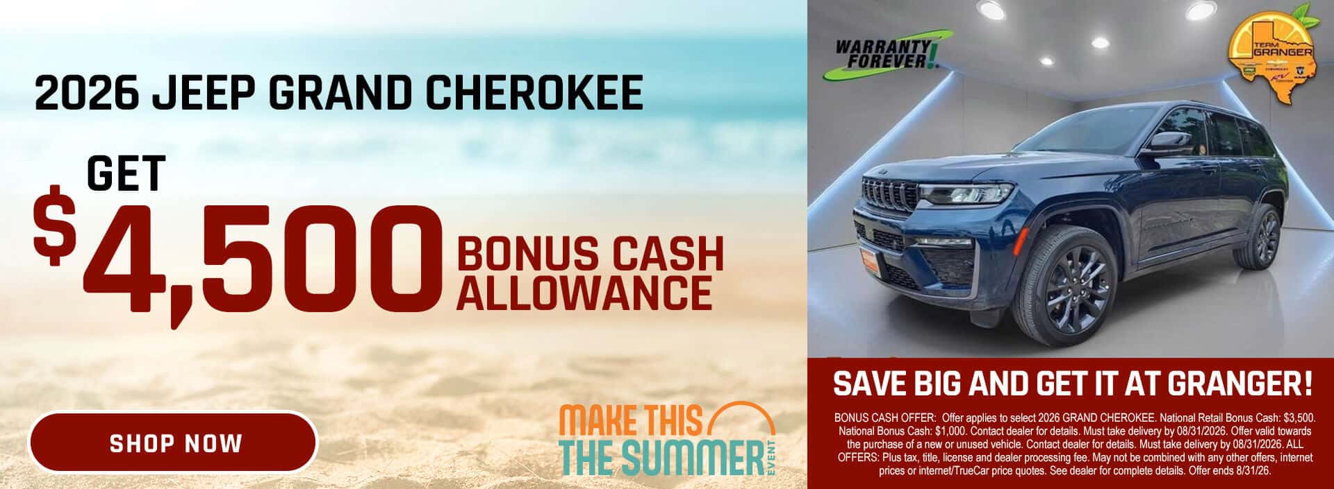 Granger CDJR - 2026 Jeep Grand Cherokee August Purchase Offer