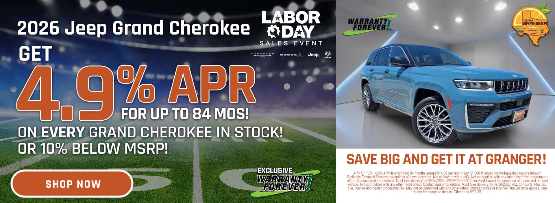 Granger CDJR - Labor Day Sales Event - 2026 Jeep Grand Cherokee APR Offer