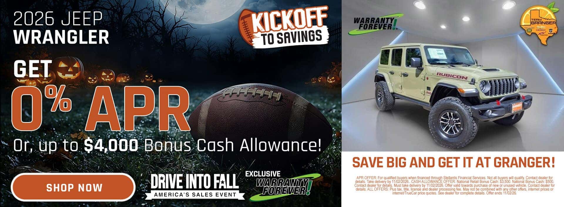 Granger CDJR - Kickoff to Savings - 2026 Jeep Wrangler APR Offer