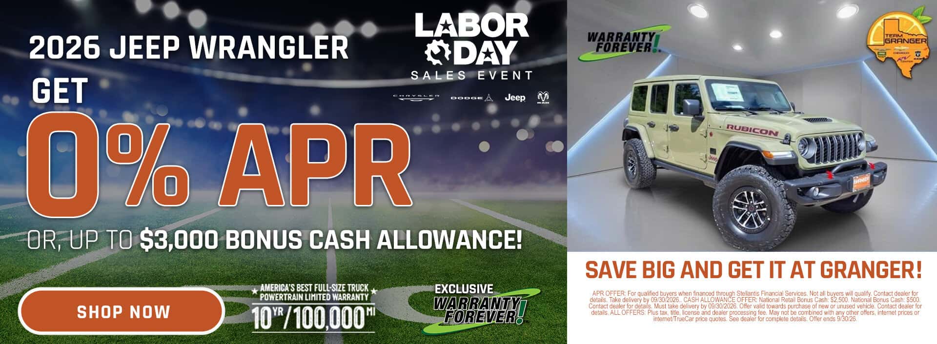 Granger-CDJR-Labor-Day-Sales-Event-2026-Jeep-Wrangler-APR-Offer-HP-Slide