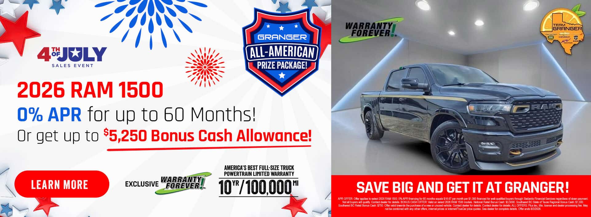 Granger CDJR 4th of July Sales Event - 2026 RAM 1500 Special Offers