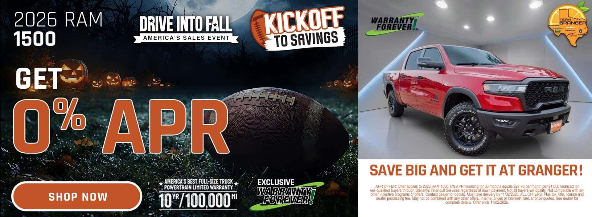 Granger CDJR - Kickoff to Savings - 2026 RAM 1500 0% APR Offer