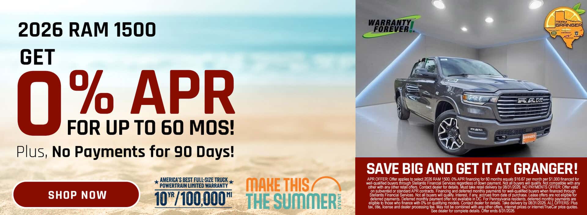 Granger CDJR - 2026 RAM 1500 August Zero Percent APR Offer