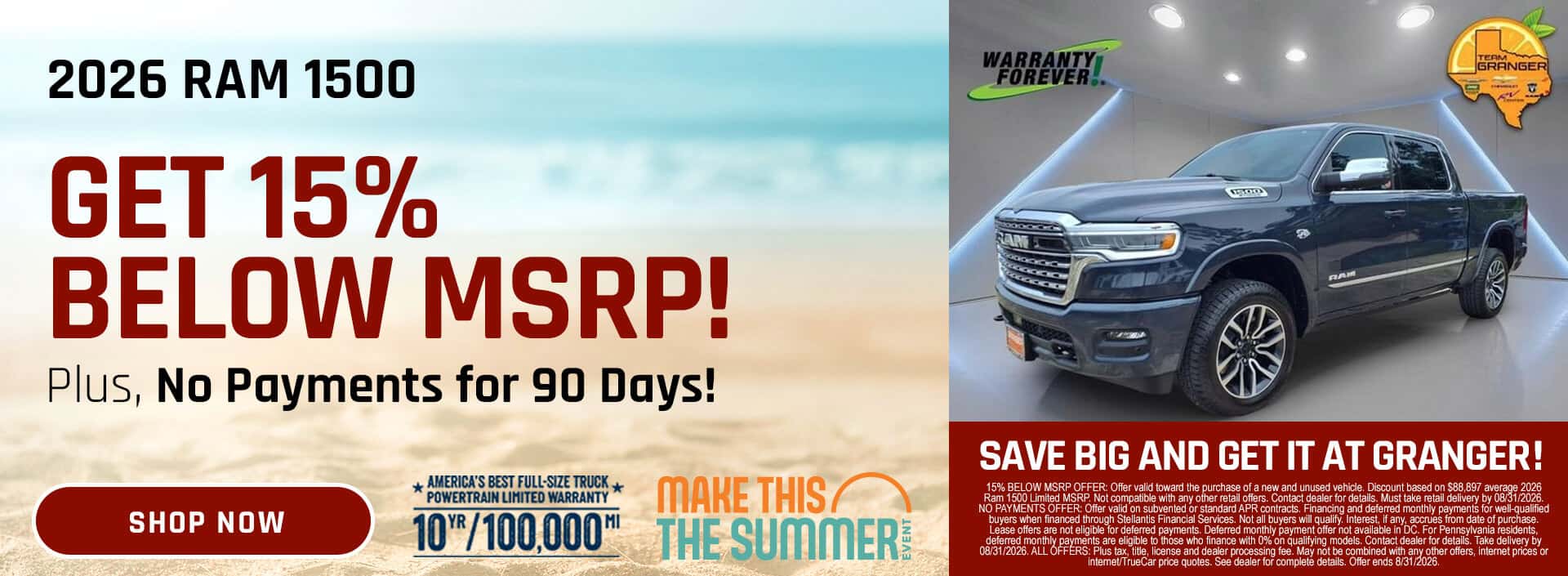 Granger CDJR - 2026 RAM 1500 August Special MSRP Offer