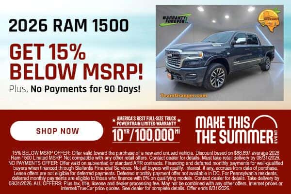 2026 RAM 1500 Special MSRP Offer