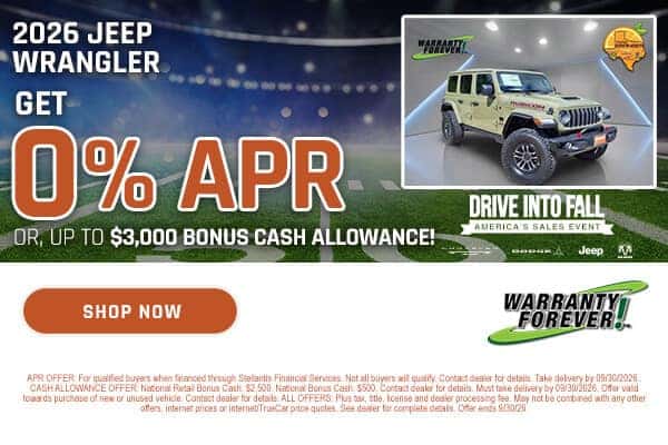 2026 Jeep Wrangler 0% APR Offer