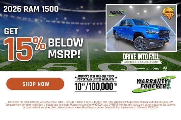 2026 RAM 1500 15% Below MSRP!