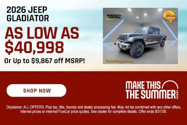 2026 Jeep Gladiator Up To $9,867 Off MSRP!