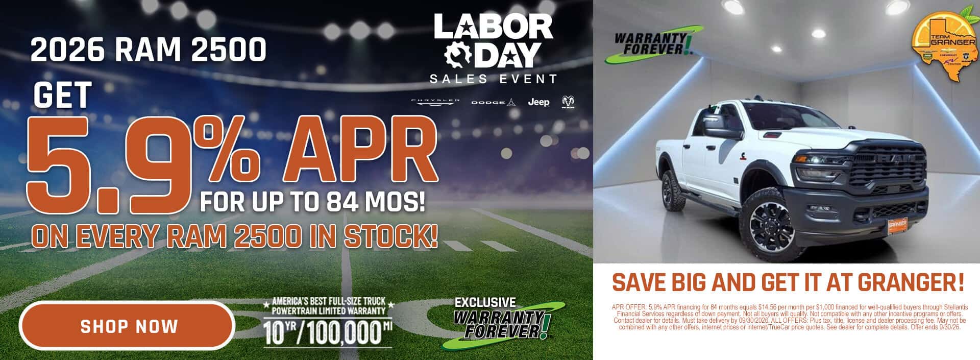 Granger CDJR - Labor Day Sales Event - 2026 RAM 2500 Special APR Offer