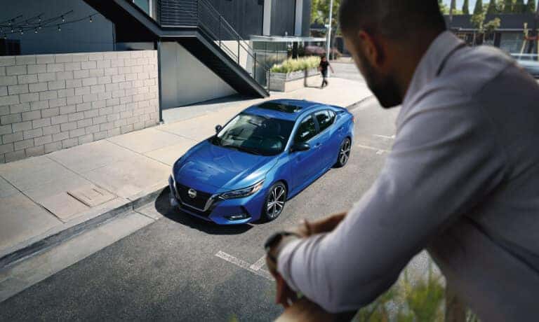 2022 Nissan Sentra from above parked on a street