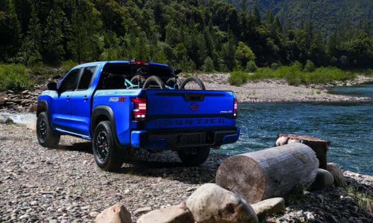 2023 Nissan Frontier at campground with bikes in back