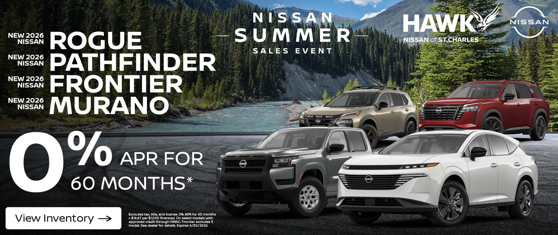 New 2026 Nissan Rogue/Pathfinder/Frontier/Murano Finance Offer