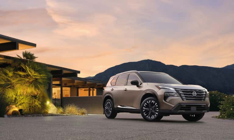 2026 Nissan Rogue Exterior Parked By Home At Sunset