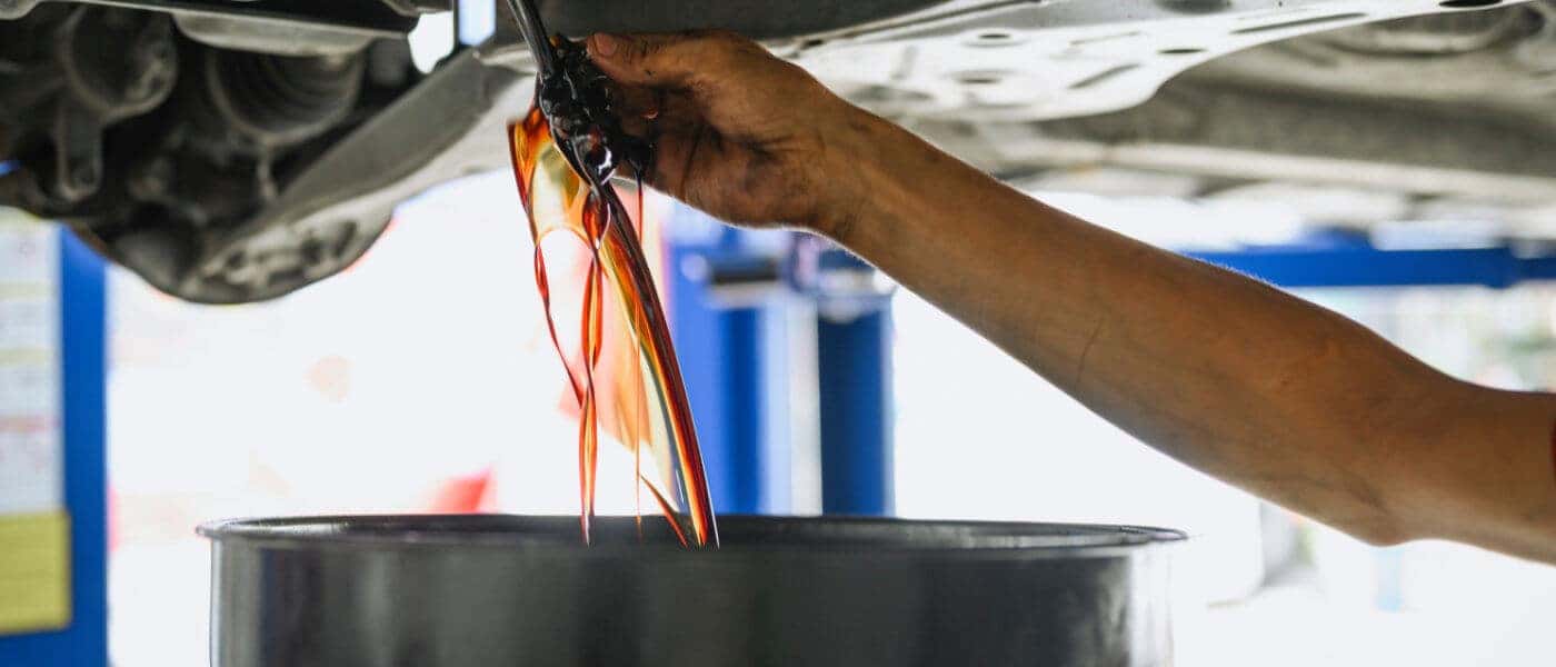 Nissan Service Oil Change Draining Oil