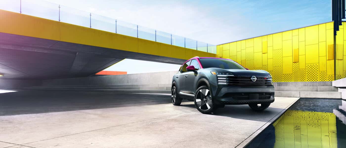 2026 Nissan Kicks Exterior Parked By Colorful Walkway