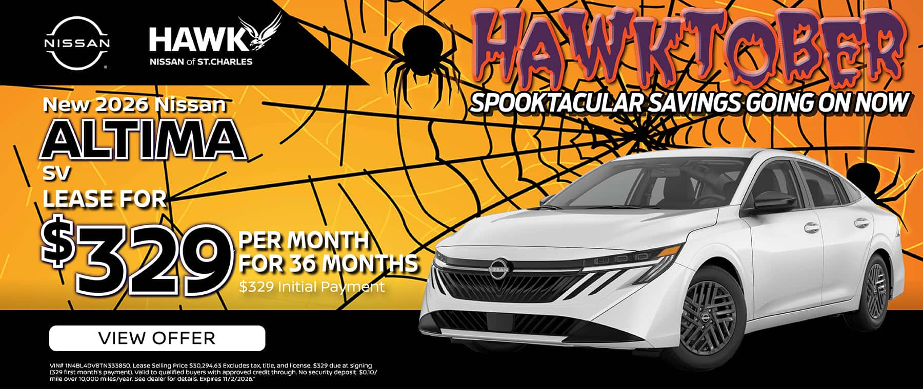 New 2026 Nissan Altima Lease for $329/mo. for 36 months